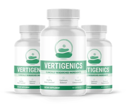 Three bottles of Vertigenics, the 3-bottle package we recommend as a starting point